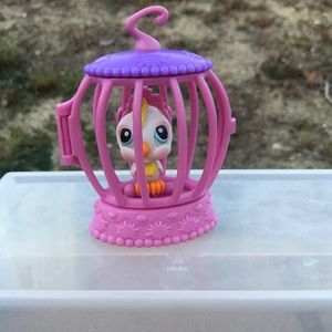 Littlest Pet Shop LPS White bird blue eyes + cage